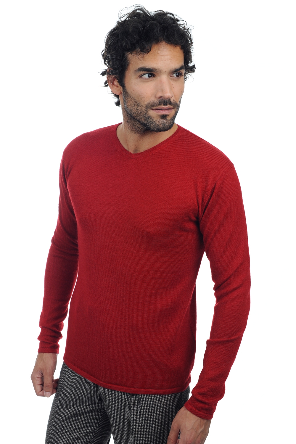 Baby Alpaga pull homme col v ethan rouge s